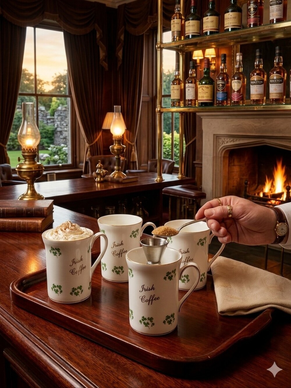 Windsor White Bone China‎ Mugs with Green Shamrock and Gold Rim